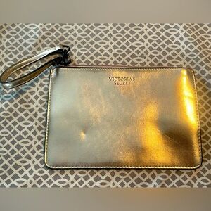 NWOT Victoria Secret Wristlet Rose Gold Vegan Leather Det Strap Storage Wear